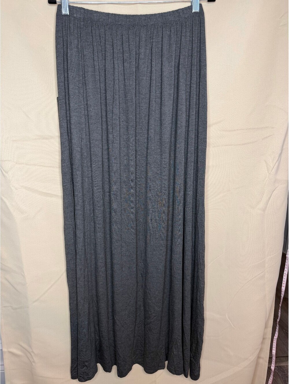 Three Bird Nest Perfect Pocketed Maxi Skirt L Charcoal Gray Boho Stretch NWT